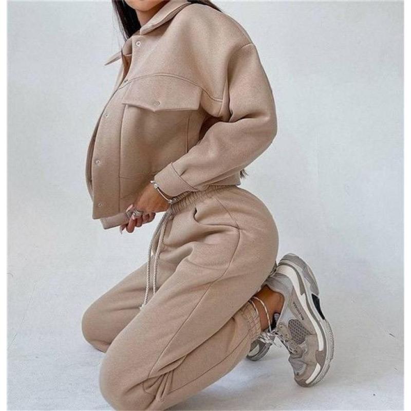 2 piece oversize tracksuit Supplier | Custom custom logo comfy blank sweatsuit set women Supplier - 图片 2