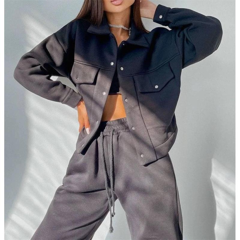 2 piece oversize tracksuit Supplier | Custom custom logo comfy blank sweatsuit set women Supplier - 图片 4