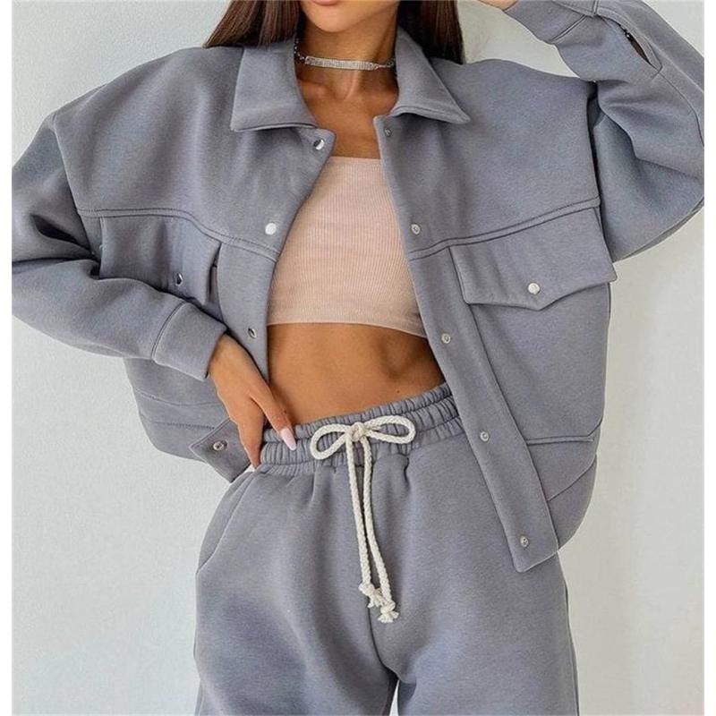 2 piece oversize tracksuit Supplier | Custom custom logo comfy blank sweatsuit set women Supplier - 图片 5