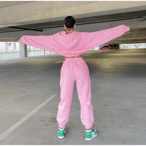 Oversize pullover hoodies set Manufacturer | Customplus size women sweatsuit set women tracksuit Manufacturer - 图片 3