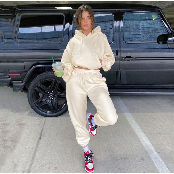 Oversize pullover hoodies set Manufacturer | Customplus size women sweatsuit set women tracksuit Manufacturer - 图片 2