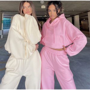 Oversize pullover hoodies set Manufacturer | Customplus size women sweatsuit set women tracksuit Manufacturer