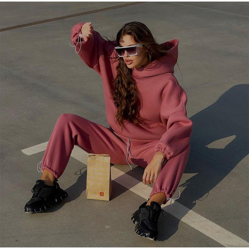 custom fleece two pieces tracksuit Supplier | Custom Wholesale oversize hoodies set tracksuit Supplier - 图片 6