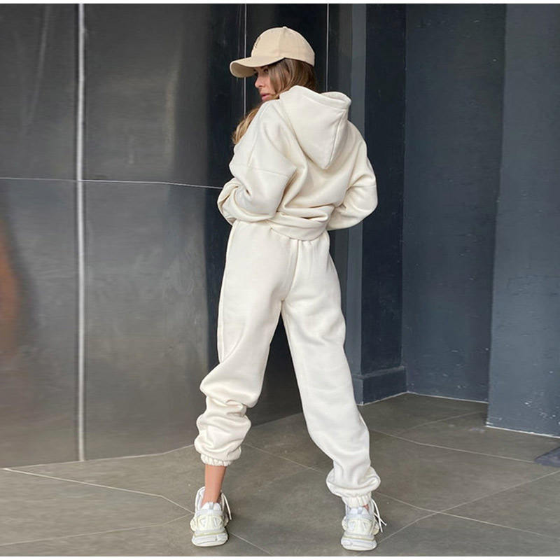 women two piece tracksuits set Manufacturer | Custom oversize fleece sweatpants and hoodie set Supplier - 图片 2