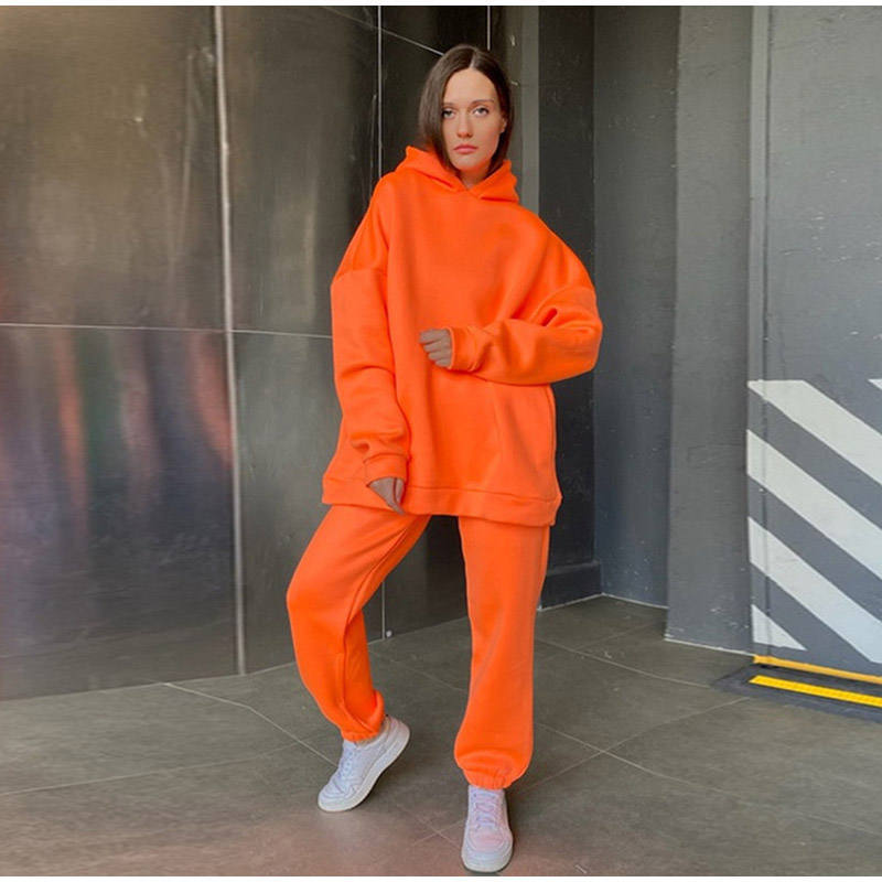 women two piece tracksuits set Manufacturer | Custom oversize fleece sweatpants and hoodie set Supplier - 图片 3
