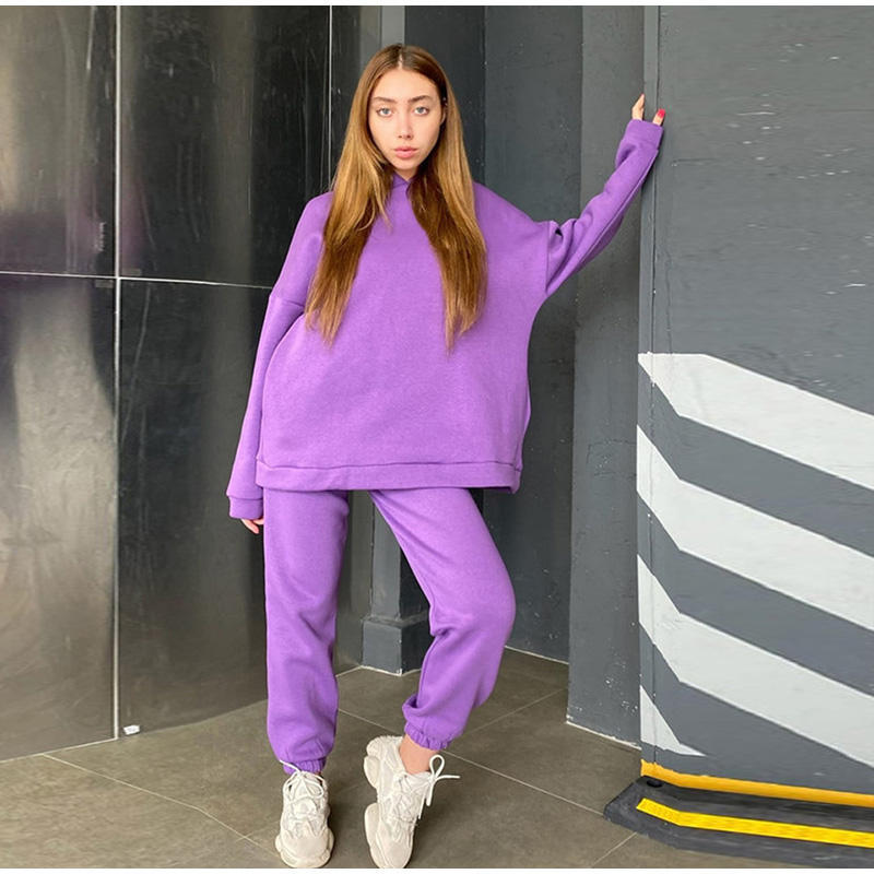 women two piece tracksuits set Manufacturer | Custom oversize fleece sweatpants and hoodie set Supplier - 图片 4