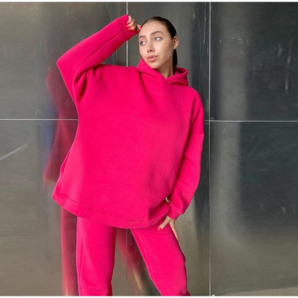 women two piece tracksuits set Manufacturer | Custom oversize fleece sweatpants and hoodie set Supplier - 图片 6