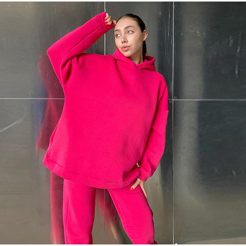 women two piece tracksuits set Manufacturer | Custom oversize fleece sweatpants and hoodie set Supplier - 图片 6