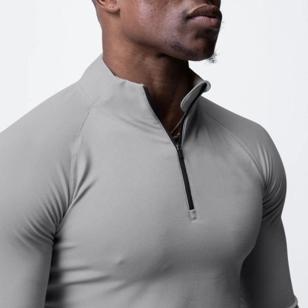 Fitness Long Sleeve Zip Up Men Sports T-Shirt Manufacturers | Custom Plain Quick Dry gym Running T-Shirts Manufacturer - 图片 4