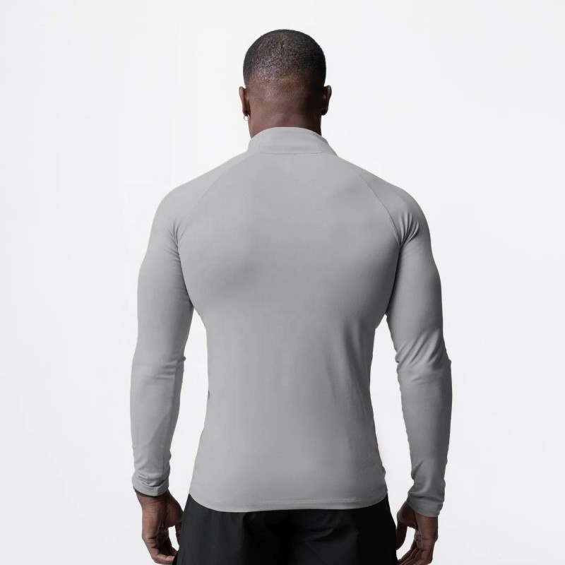 Fitness Long Sleeve Zip Up Men Sports T-Shirt Manufacturers | Custom Plain Quick Dry gym Running T-Shirts Manufacturer - 图片 3