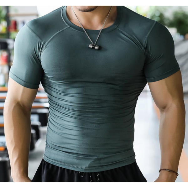 Mens Muscle Slim Fit Blank Gym T Shirts Manufacturers | QUICK DRY Custom Sports Fitness T-Shirts Manufacturer - 图片 2