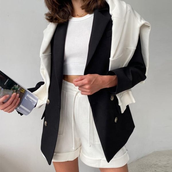 two piece shorts set tracksuit Manufacturer | Custom women tracksuit sweatsuit set - 图片 2
