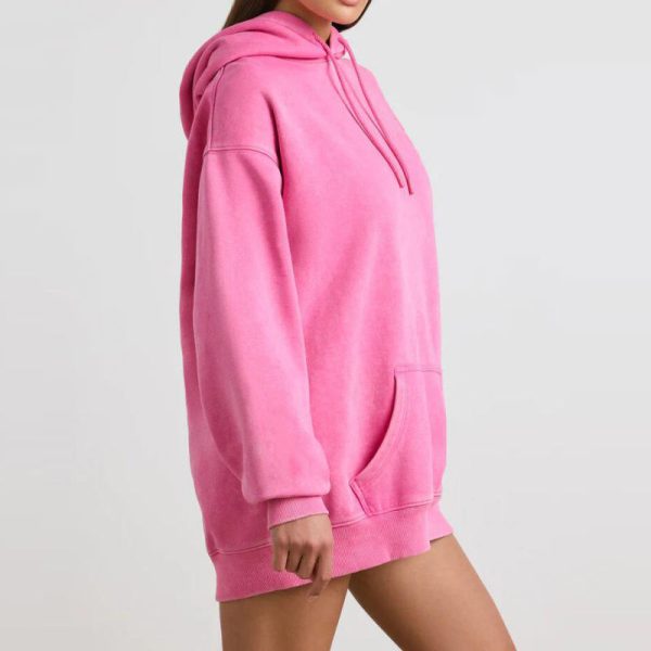 Cotton Women Acid Washing Hoodies Manufacturer | Custom Plus Size Plain Winter Clothes Hoodies Factory - 图片 5