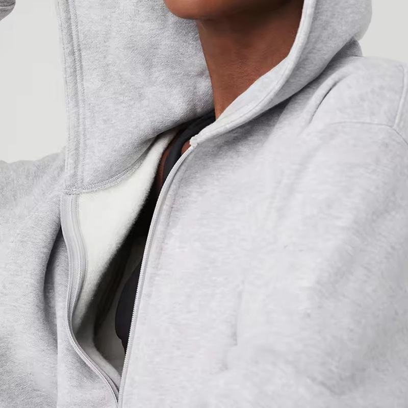 Loose Fit Blank Zip Up Hoodies Manufacturer | Custom Plus Size Loose Fit Blank Hoodies Factory - 图片 2