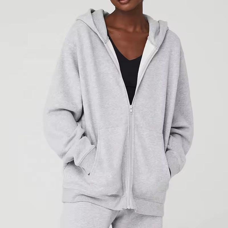 Loose Fit Blank Zip Up Hoodies Manufacturer | Custom Plus Size Loose Fit Blank Hoodies Factory - 图片 3