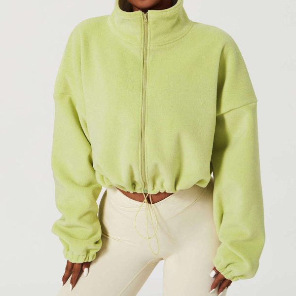 Cropped Full Zip Up Hoodies Manufacturer | Cotton Polar Fleece Sweatshirt Factory - 图片 4
