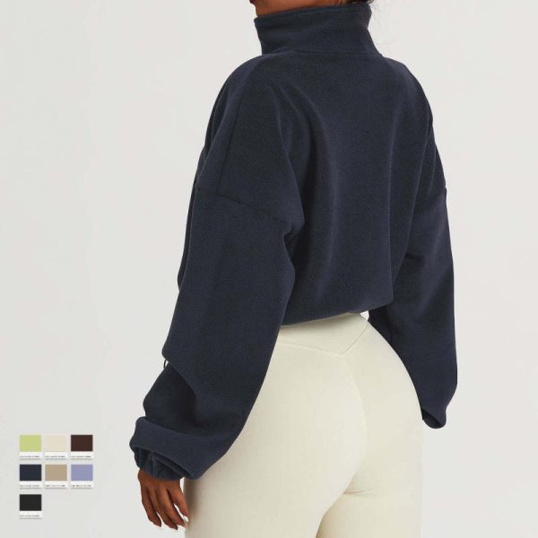 Cropped Full Zip Up Hoodies Manufacturer | Cotton Polar Fleece Sweatshirt Factory - 图片 3