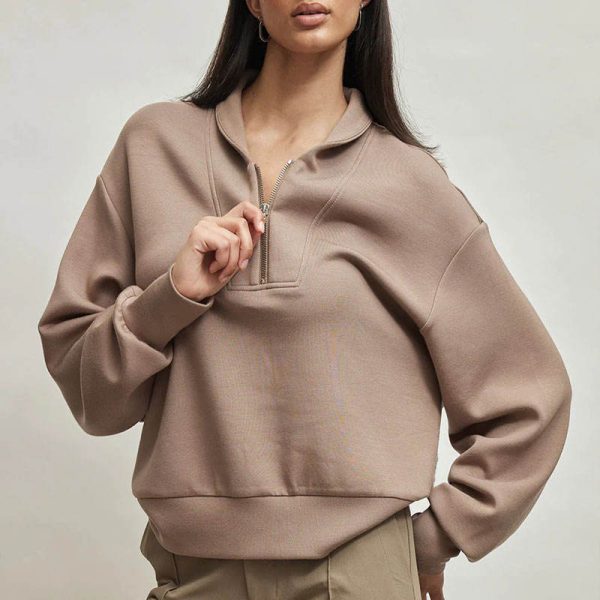 Oversize High Neck Sweatshirts Manufacturer | jumper cropped women sweatshirts Factory