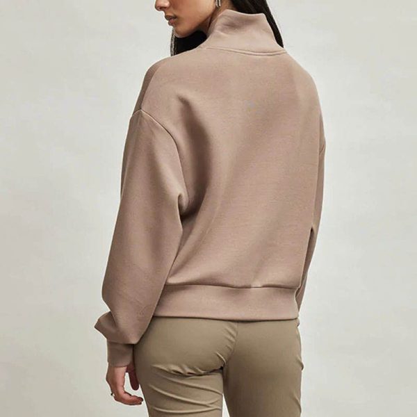 Oversize High Neck Sweatshirts Manufacturer | jumper cropped women sweatshirts Factory - 图片 5