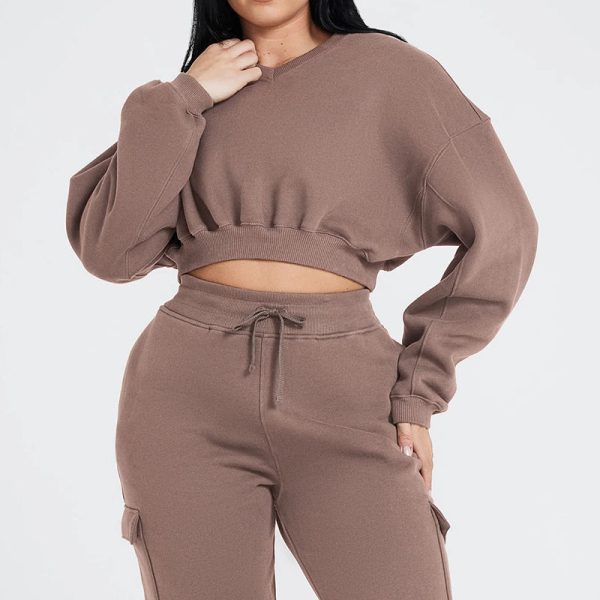 Oversized V-neck Sweatshirt Manufacturer | Thick Drop Shoulder sweatshirts Factory - 图片 6