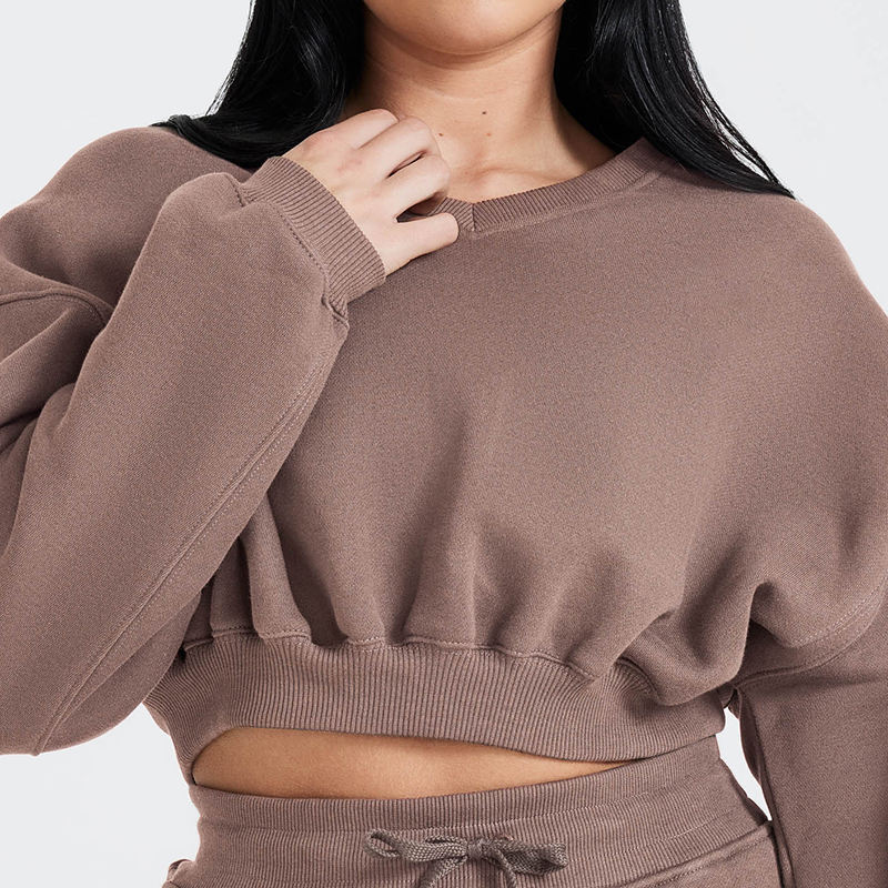Oversized V-neck Sweatshirt Manufacturer | Thick Drop Shoulder sweatshirts Factory - 图片 4