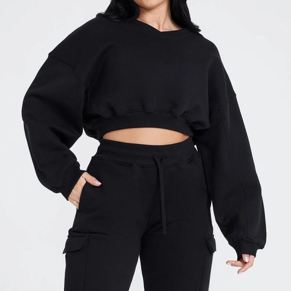 Oversized V-neck Sweatshirt Manufacturer | Thick Drop Shoulder sweatshirts Factory - 图片 2