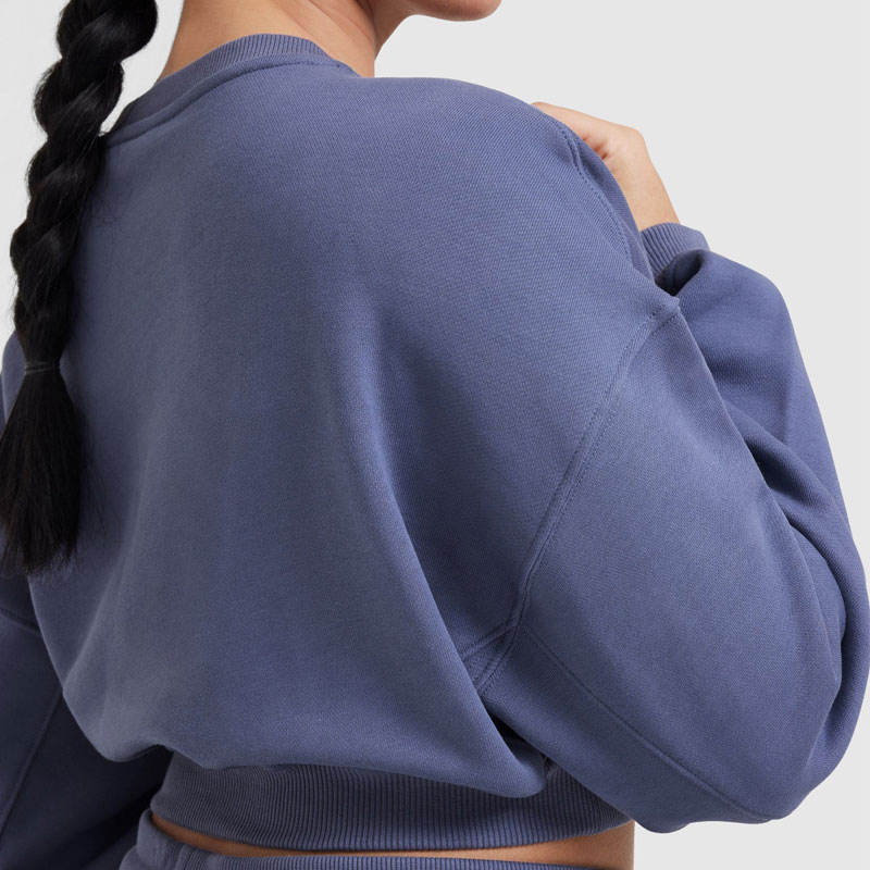 Women V Neck Cropped Tops Sweatshirt Manufacturer | Thick Pullover Oversize sweatshirts Factory - 图片 4