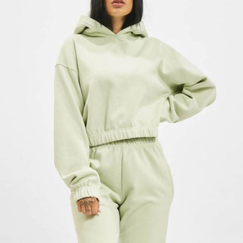 Women Boxy Cropped Hoodie Manufacturer | Thick Heavy Weight Cotton Hoodie Factory - 图片 2