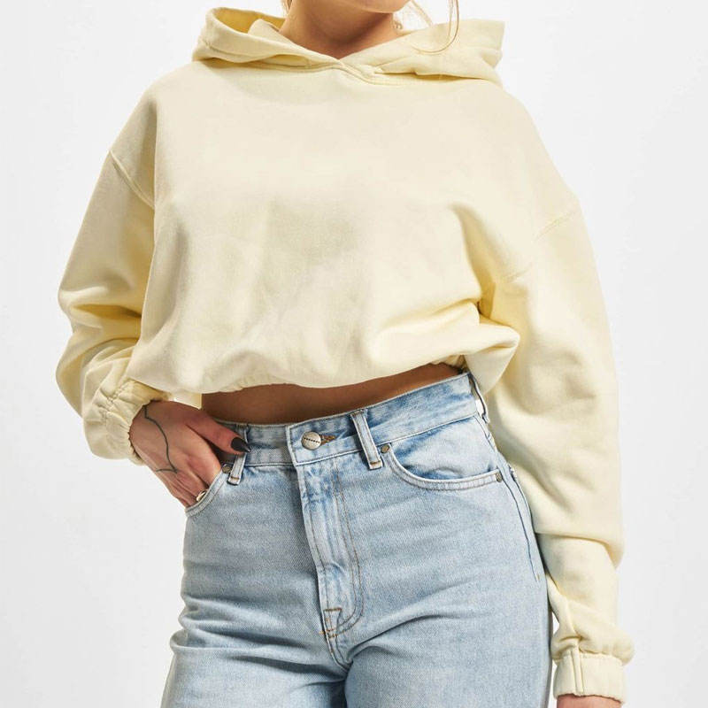 Women Boxy Cropped Hoodie Manufacturer | Thick Heavy Weight Cotton Hoodie Factory - 图片 4