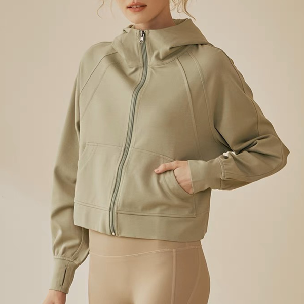 Running full zip sports Jacket Manufacturer | Yoga Jacket hoodies with thumb holes supplier - 图片 5