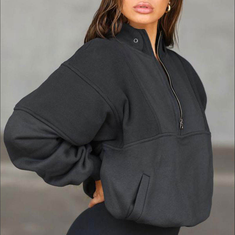 1/4 zipper sweatshirts Manufacturer | Oversize cotton fleece jumper sweatshirts Factory - 图片 4