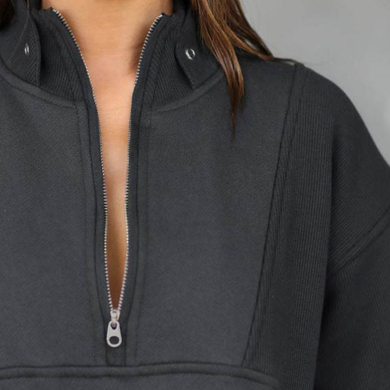 1/4 zipper sweatshirts Manufacturer | Oversize cotton fleece jumper sweatshirts Factory - 图片 5