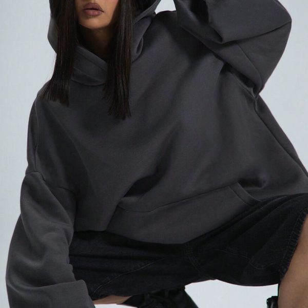 Custom Women Loose Oversized Hoodies Manufacturer | Cotton Print logo hoodie - 图片 2