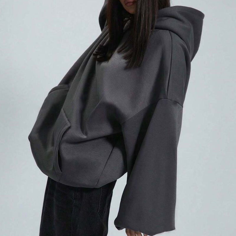 Custom Women Loose Oversized Hoodies Manufacturer | Cotton Print logo hoodie - 图片 3