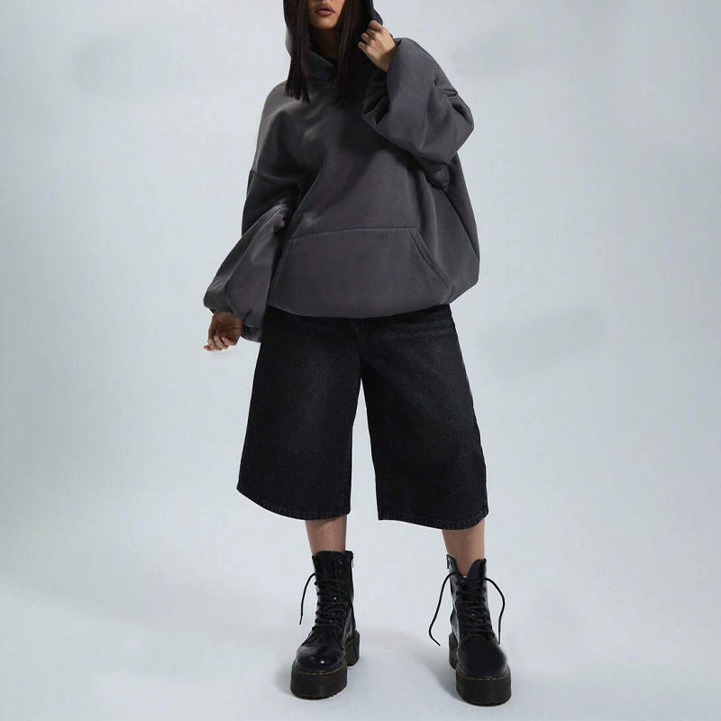 Custom Women Loose Oversized Hoodies Manufacturer | Cotton Print logo hoodie - 图片 4