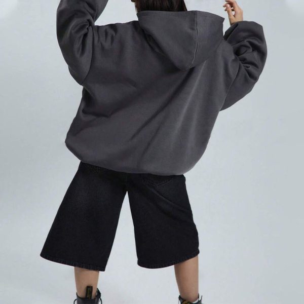 Custom Women Loose Oversized Hoodies Manufacturer | Cotton Print logo hoodie - 图片 5