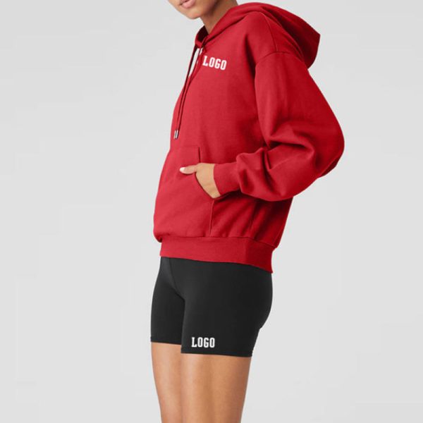 Custom Women Street Wear Thick Sports Hoodies Manufacturer | Cotton Print logo Fleece hoodie - 图片 2