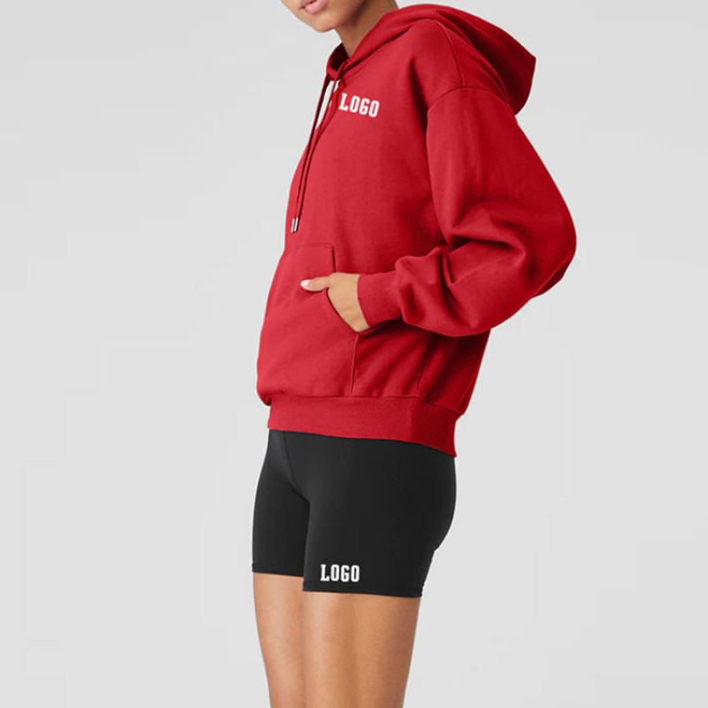 Custom Women Street Wear Thick Sports Hoodies Manufacturer | Cotton Print logo Fleece hoodie - 图片 2