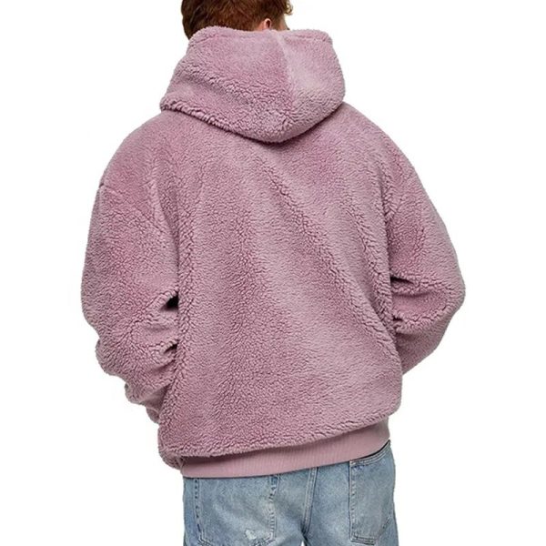 Custom Embroidery Sherpa Hoodie manufacturer | warm Zip Collar Fuzzy Heavyweight hoodie manufacturer - 图片 2