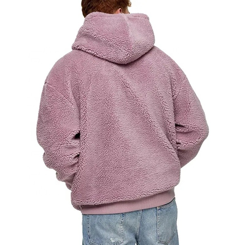 Custom Embroidery Sherpa Hoodie manufacturer | warm Zip Collar Fuzzy Heavyweight hoodie manufacturer - 图片 2