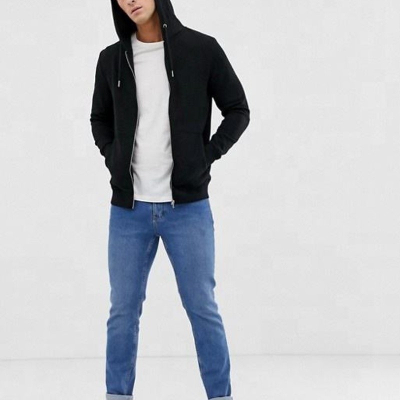Custom Zip Up Hoodies Men manufacturer | warm 100% Cotton Plain Black hoodie manufacturer - 图片 3