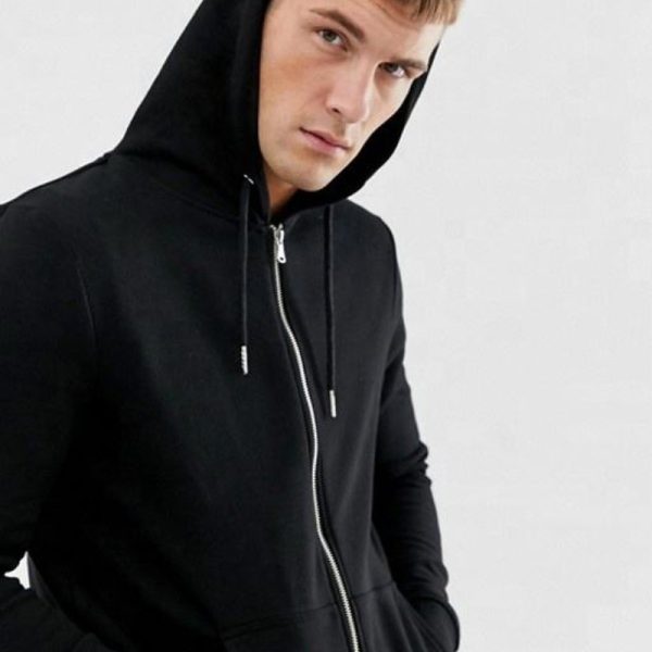 Custom Zip Up Hoodies Men manufacturer | warm 100% Cotton Plain Black hoodie manufacturer - 图片 2