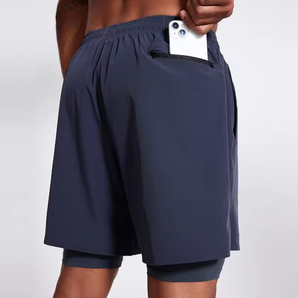 Athletic Double-Layer Running Shorts Manufacturers 丨Sportswear Open Pocket Shorts factory - 图片 2
