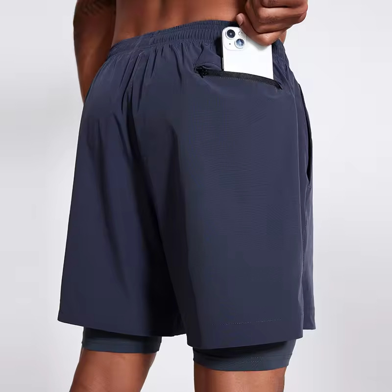 Athletic Double-Layer Running Shorts Manufacturers 丨Sportswear Open Pocket Shorts factory - 图片 2