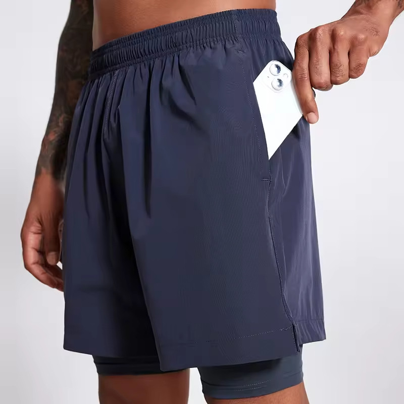 Athletic Double-Layer Running Shorts Manufacturers 丨Sportswear Open Pocket Shorts factory - 图片 3