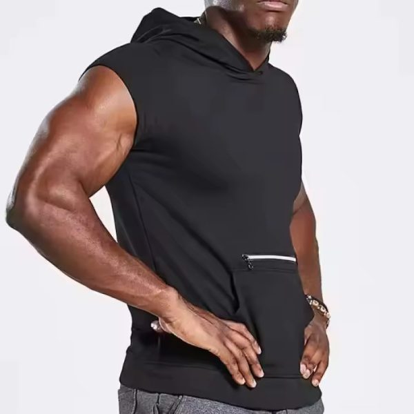 Custom Hooded Tank Top With Zipper Pocket Manufacturers丨 Quick Dry Blank Tank Top factory - 图片 2