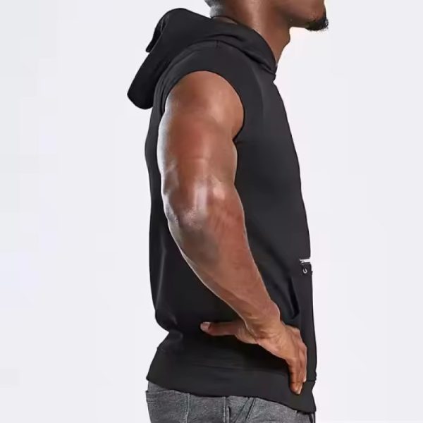 Custom Hooded Tank Top With Zipper Pocket Manufacturers丨 Quick Dry Blank Tank Top factory - 图片 4