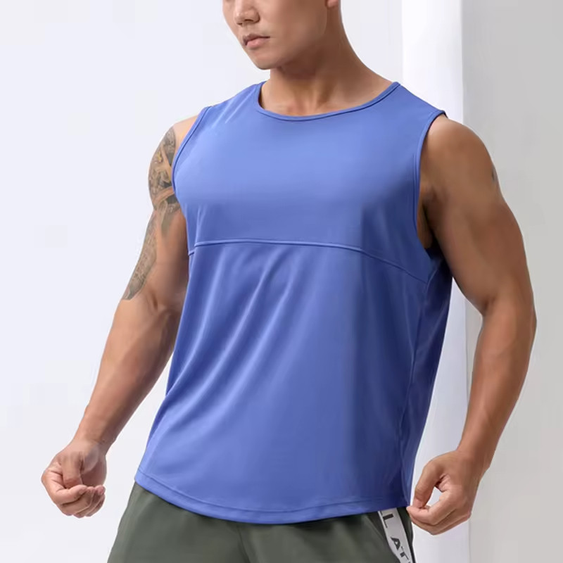Custom Gym Tank Top Men Running Singlet Manufacturers丨 Polyester Gym Workout Tank Tops factory - 图片 3