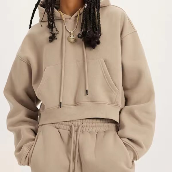 Custom Women Fleece Crop Hoodie Manufacturer | Oversized Warm Winter Thick Cotton hoodie suppliers - 图片 2
