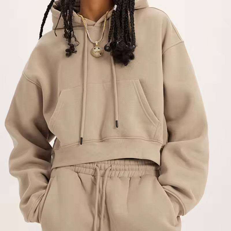 Custom Women Fleece Crop Hoodie Manufacturer | Oversized Warm Winter Thick Cotton hoodie suppliers - 图片 2